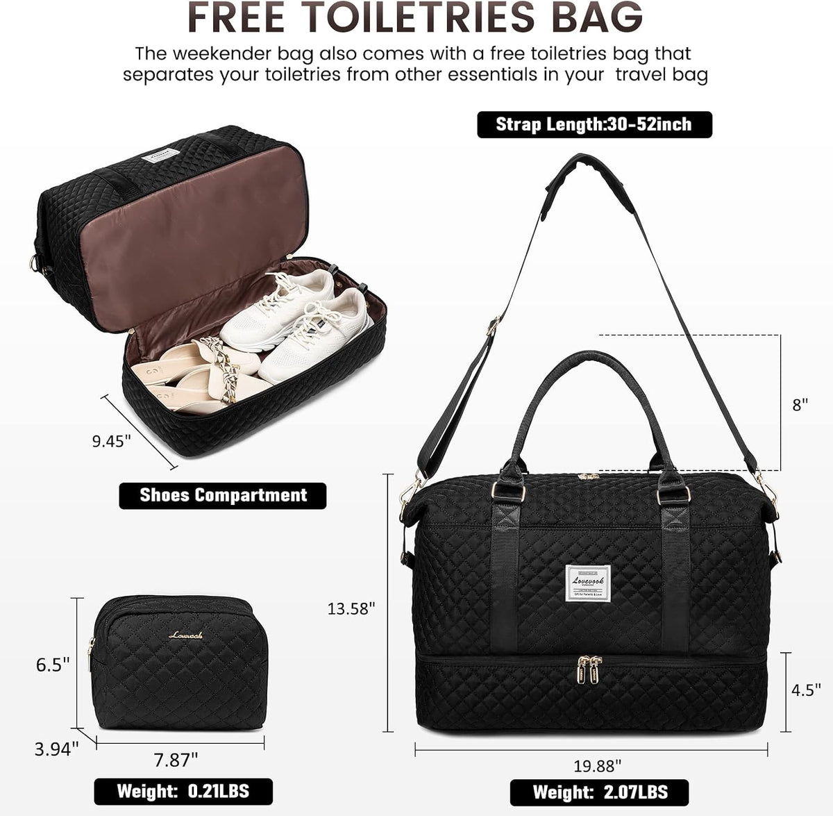 Travel Duffle Bag,Weekender Bags for Women with Shoe Compartment - Colors B
