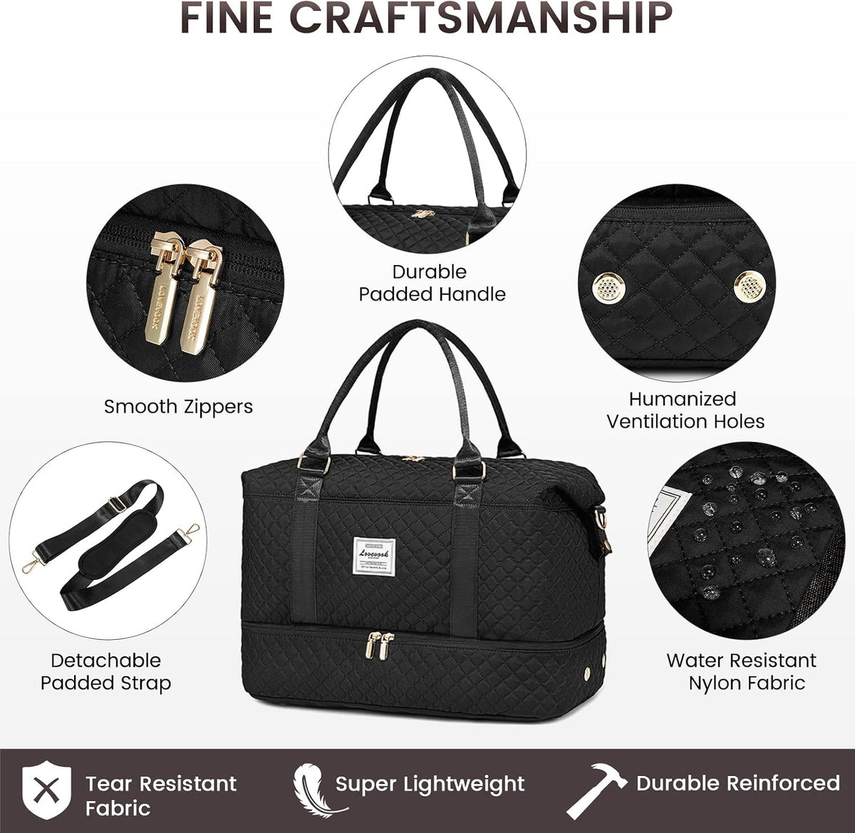 Travel Duffle Bag,Weekender Bags for Women with Shoe Compartment - Colors B