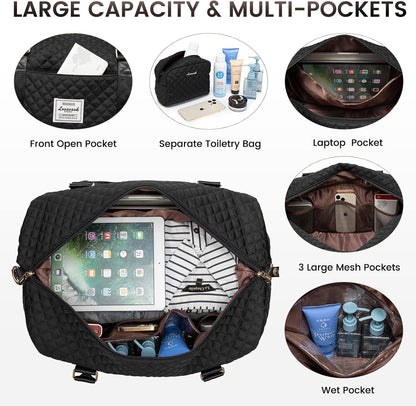 Travel Duffle Bag,Weekender Bags for Women with Shoe Compartment - Colors B