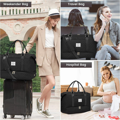 Travel Duffle Bag,Weekender Bags for Women with Shoe Compartment - Colors B
