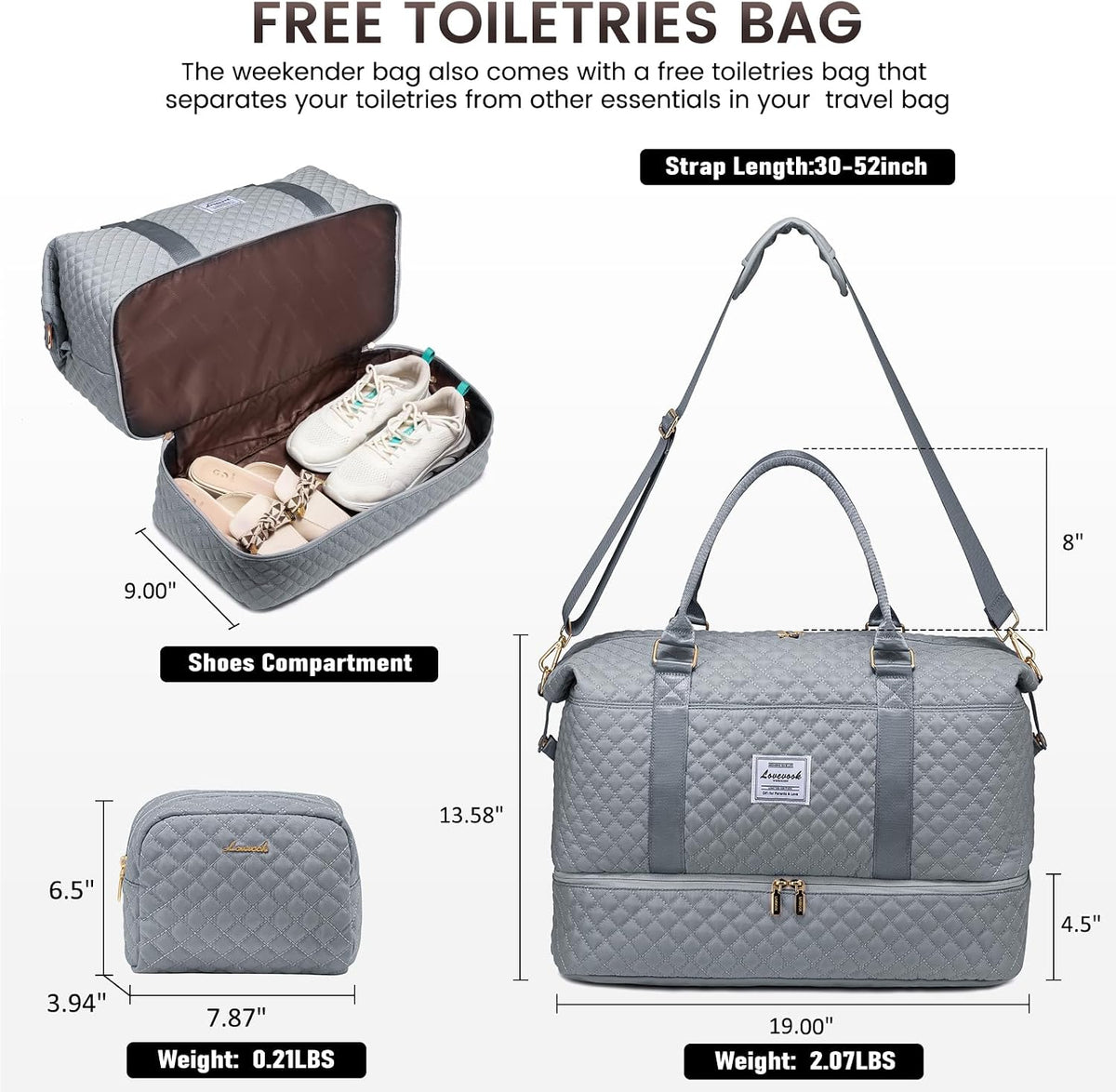 Travel Duffle Bag,Weekender Bags for Women with Shoe Compartment - Colors B