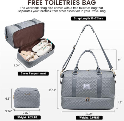 Travel Duffle Bag,Weekender Bags for Women with Shoe Compartment - Colors B
