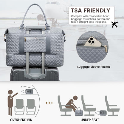 Travel Duffle Bag,Weekender Bags for Women with Shoe Compartment - Colors B