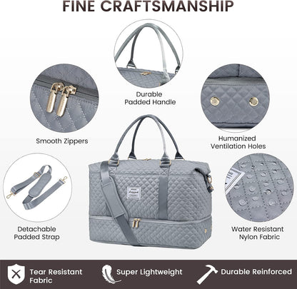 Travel Duffle Bag,Weekender Bags for Women with Shoe Compartment - Colors B