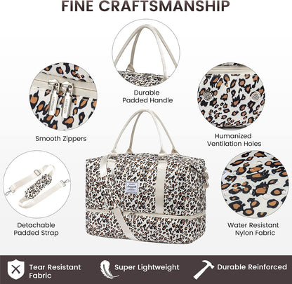 Travel Duffle Bag,Weekender Bags for Women with Shoe Compartment - Colors B