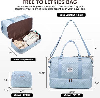 Travel Duffle Bag,Weekender Bags for Women with Shoe Compartment - Colors B