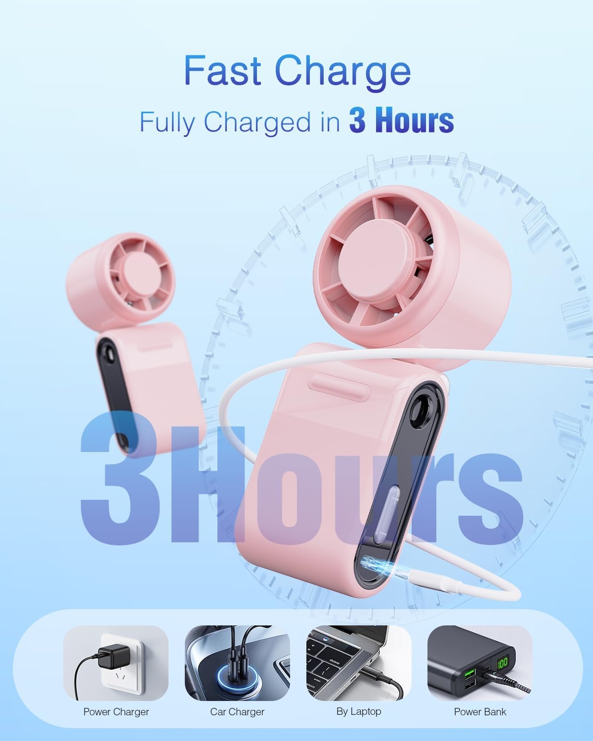 Mini Portable Handheld Turbo Fan – Small but Mighty, Whisper-Quiet, Long-Lasting, 5-Speed High-Velocity Rechargeable battery Fan, Personal Fan for Outdoor, Travel, Gifts for Women & Men(Black)