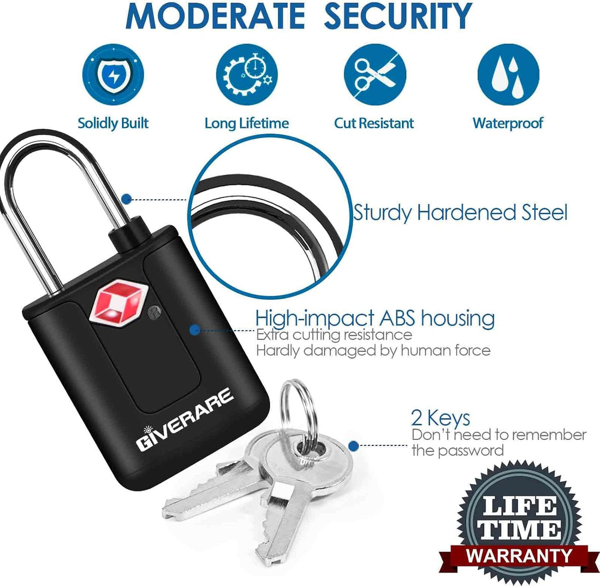 4 Pack TSA Approved Travel Luggage Locks with Keys, Keyed Suitcase Padlock, Zipper Small Locks, TSA Accepted Compatible Padlocks for Suitcase, Backpack, Gym Locker, Jewelry Box, Anti Theft-Black