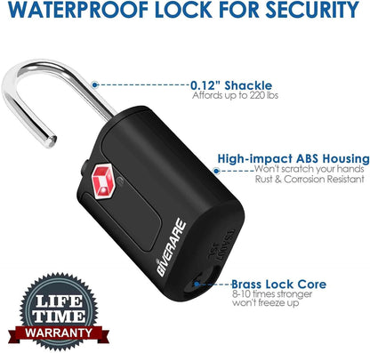 4 Pack TSA Approved Travel Luggage Locks with Keys, Keyed Suitcase Padlock, Zipper Small Locks, TSA Accepted Compatible Padlocks for Suitcase, Backpack, Gym Locker, Jewelry Box, Anti Theft-Black