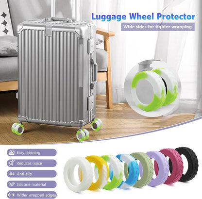 UMUST 8Pcs Luggage Wheel Covers,Silicone Cover for 2-2.4'' Suitcase Spinner Wheel, Upgrade Carry On Luggage Wheels Protector,Essential Travel Accessories (Gradual Green)