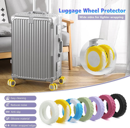 UMUST 8Pcs Luggage Wheel Covers,Silicone Cover for 2-2.4'' Suitcase Spinner Wheel, Upgrade Carry On Luggage Wheels Protector,Essential Travel Accessories (Gradual Green)