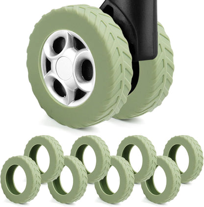 UMUST 8Pcs Luggage Wheel Covers,Silicone Cover for 2-2.4'' Suitcase Spinner Wheel, Upgrade Carry On Luggage Wheels Protector,Essential Travel Accessories (Gradual Green)