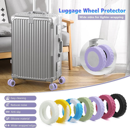 UMUST 8Pcs Luggage Wheel Covers,Silicone Cover for 2-2.4'' Suitcase Spinner Wheel, Upgrade Carry On Luggage Wheels Protector,Essential Travel Accessories (Gradual Green)