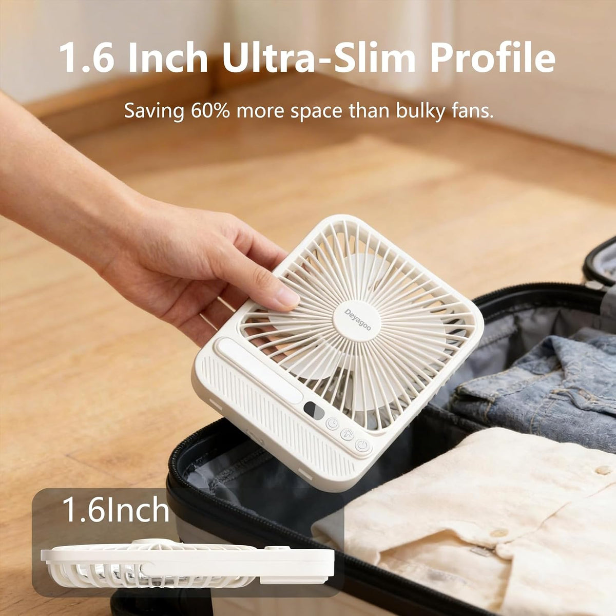 Travel Fan,7-Inch Portable Fan, Rechargeable Fan, 10000mAh Ultra-Thin Quiet
