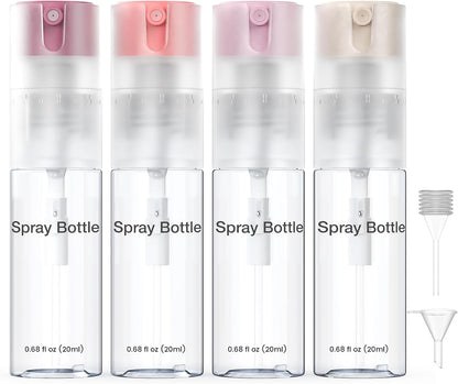 4 Pack Refillable Spray Bottle, Reversible Small Empty Spray Bottle with Fine Mist, Leak Proof - for Cleaning Solutions, Mosquito prevention, Face & Hair Mist - 4pk 1 OZ / 30 ML