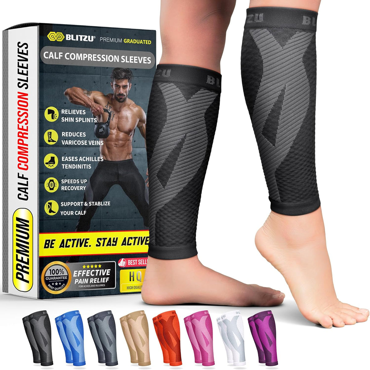 Calf Compression Sleeves, Footless Compression Socks for Men & Women