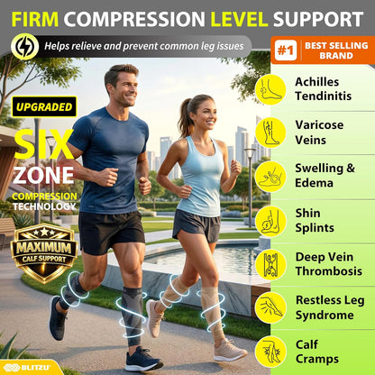 Calf Compression Sleeves, Footless Compression Socks for Men & Women