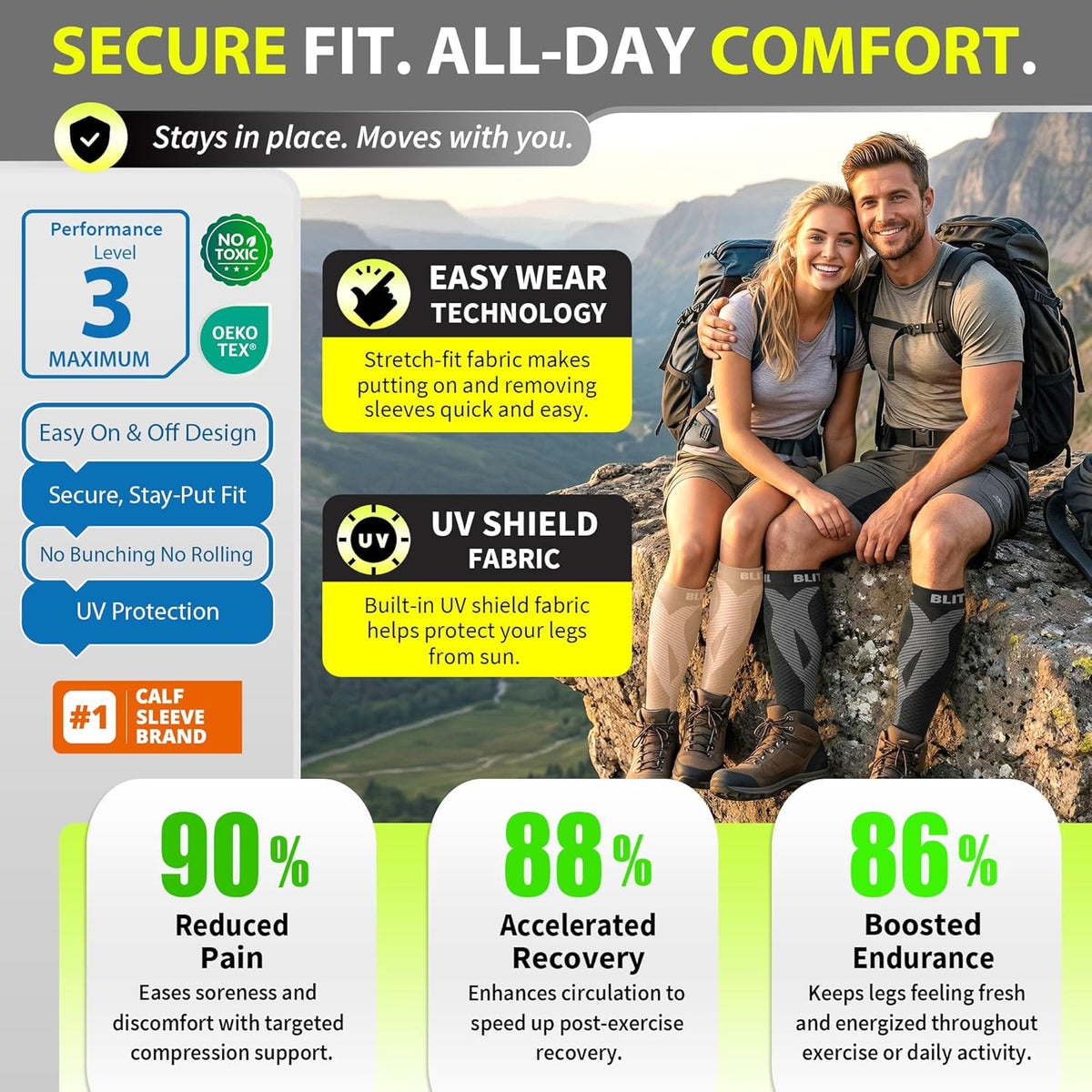 Calf Compression Sleeves, Footless Compression Socks for Men & Women