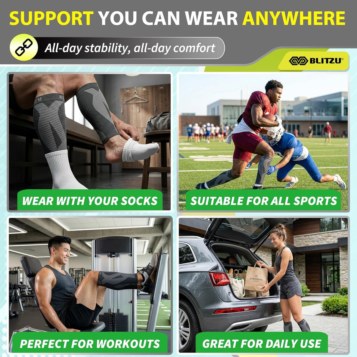 Calf Compression Sleeves, Footless Compression Socks for Men & Women