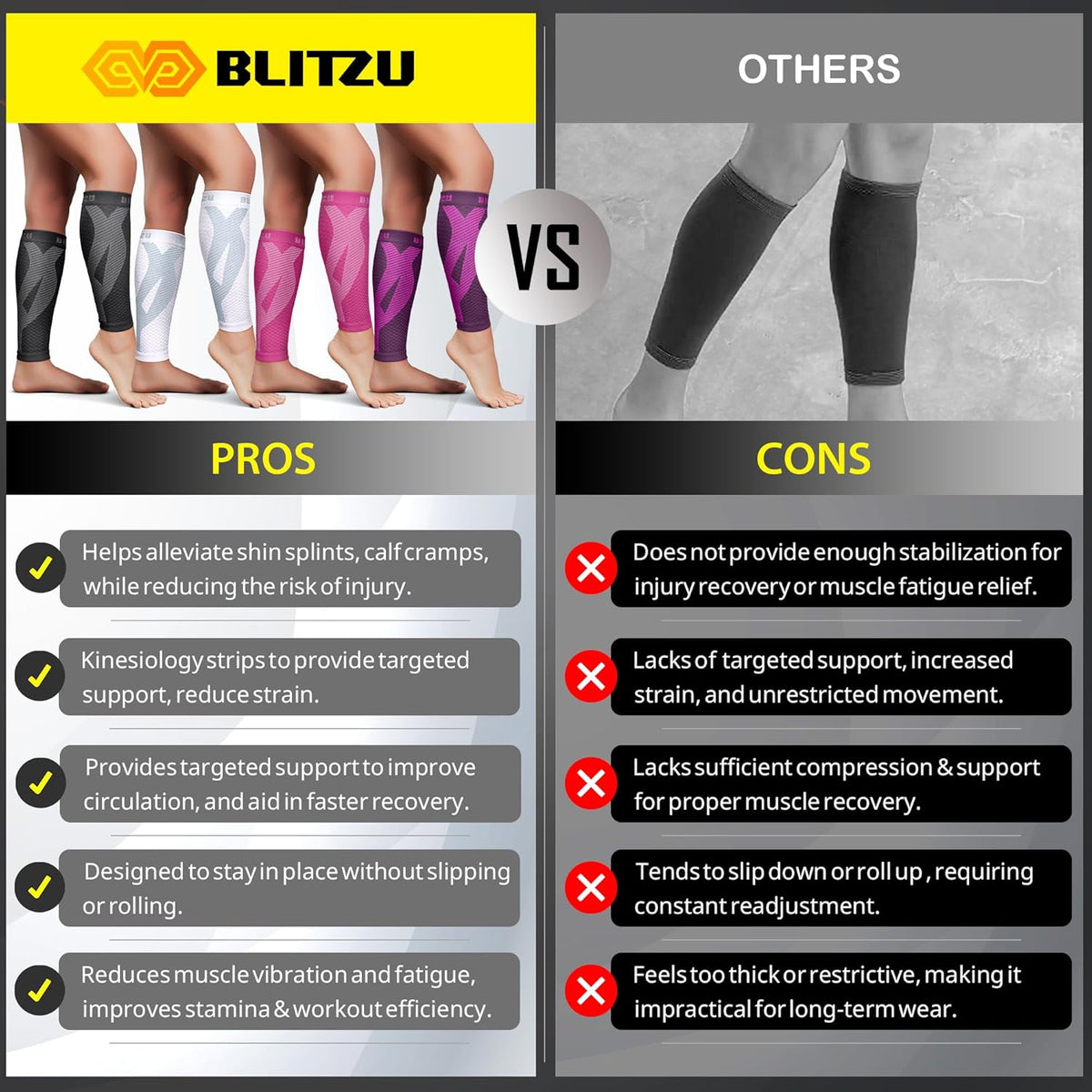 Calf Compression Sleeves, Footless Compression Socks for Men & Women