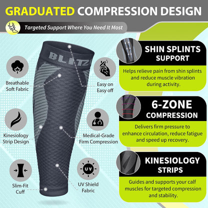 Calf Compression Sleeves, Footless Compression Socks for Men & Women