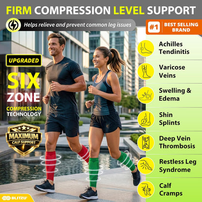 Calf Compression Sleeves, Footless Compression Socks for Men & Women