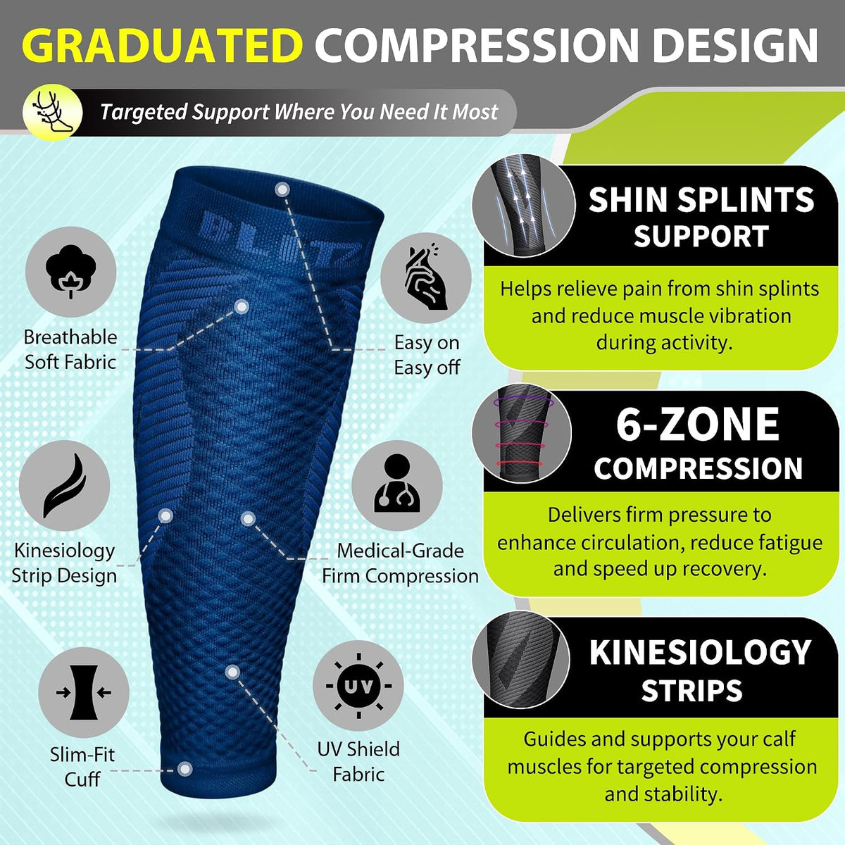 Calf Compression Sleeves, Footless Compression Socks for Men & Women