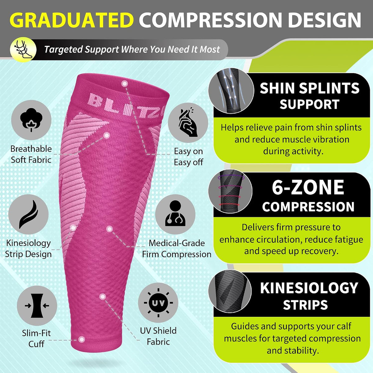 Calf Compression Sleeves, Footless Compression Socks for Men & Women