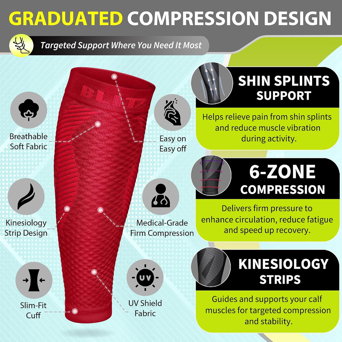 Calf Compression Sleeves, Footless Compression Socks for Men & Women