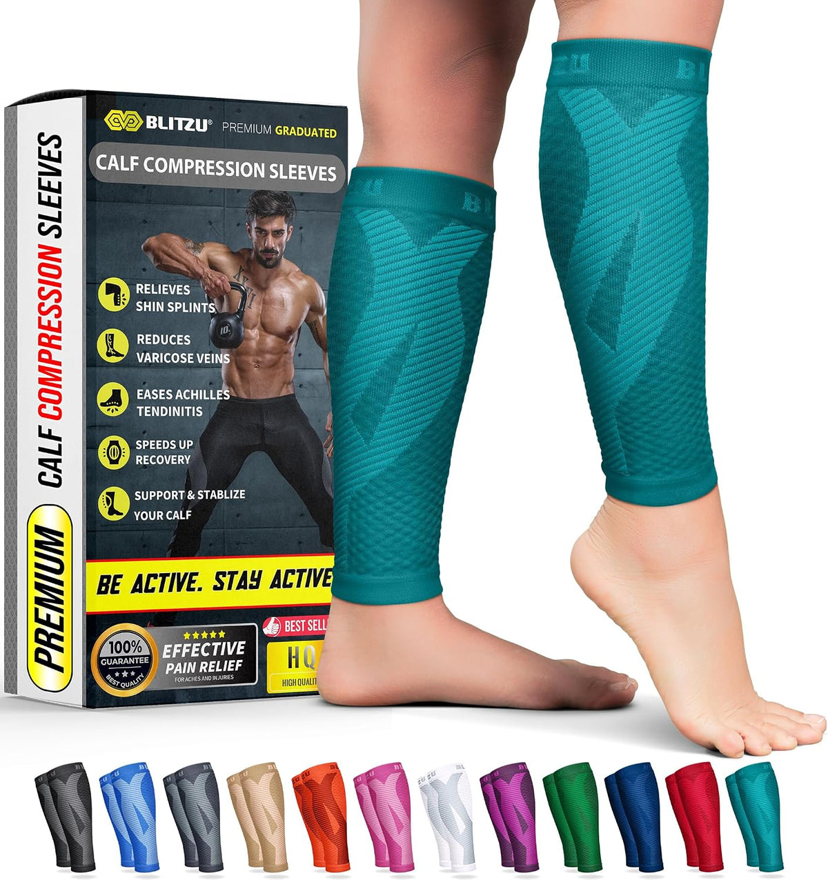 Calf Compression Sleeves, Footless Compression Socks for Men & Women