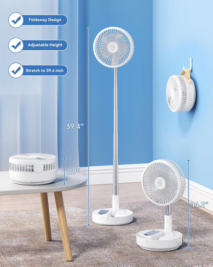 Portable Oscillating Travel Fan, 10400mAh Rechargeable Battery with Remote