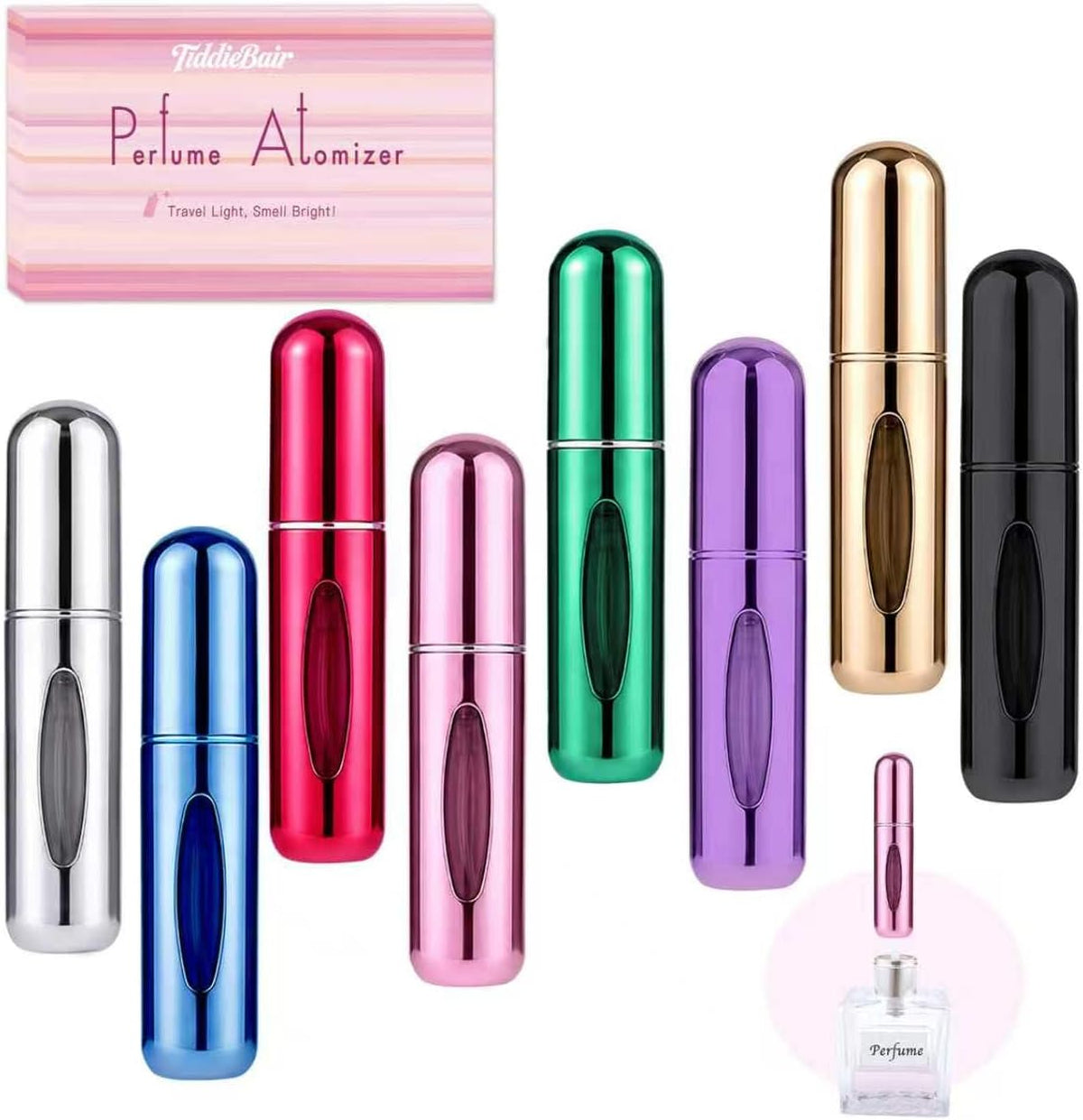 8 PCS Mini Perfume Travel Refillable, Perfume Atomizer, Refillable Perfume Bottle-5ml