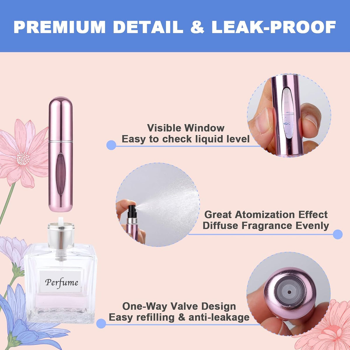 8 PCS Mini Perfume Travel Refillable, Perfume Atomizer, Refillable Perfume Bottle-5ml