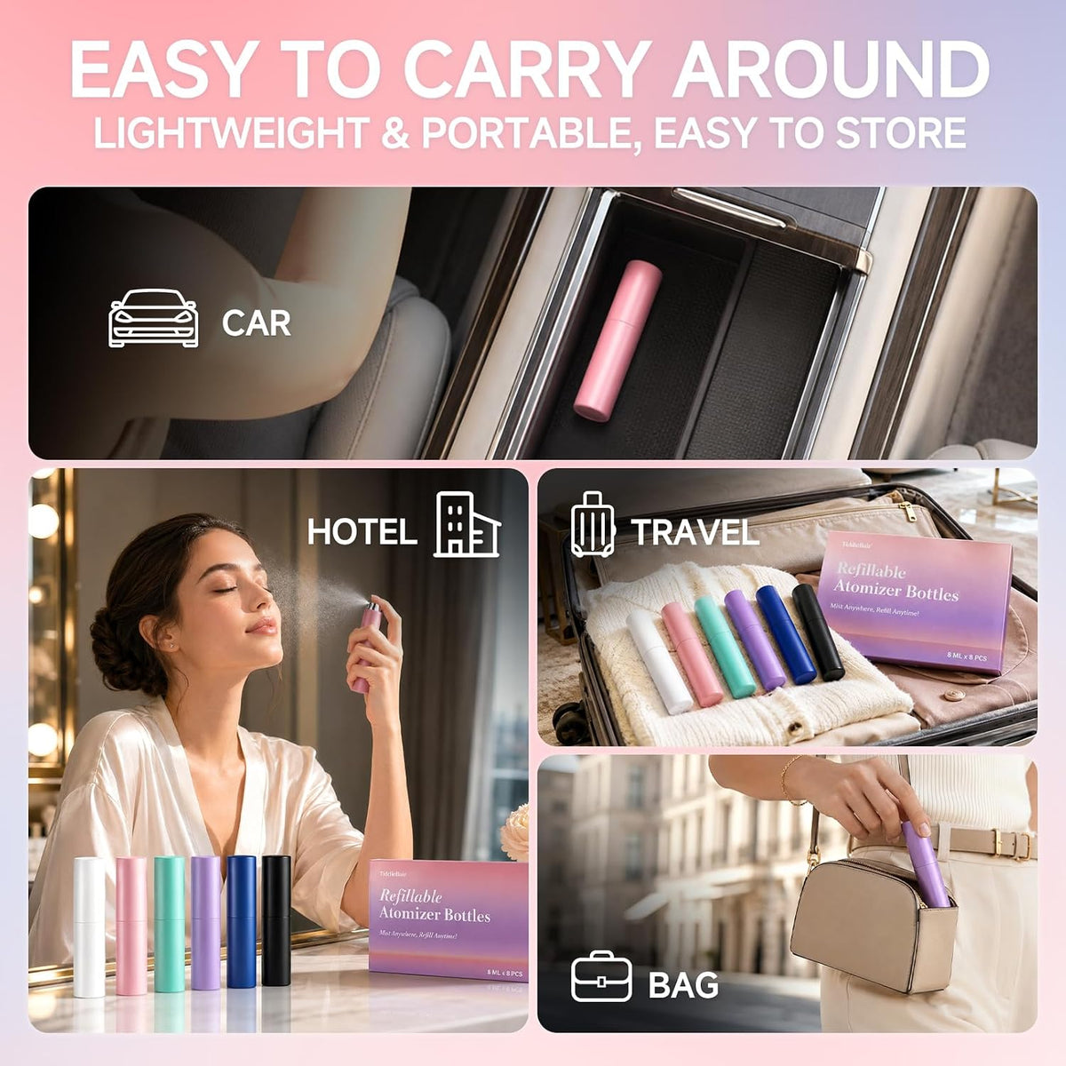 8 PCS Mini Perfume Travel Refillable, Perfume Atomizer, Refillable Perfume Bottle-5ml