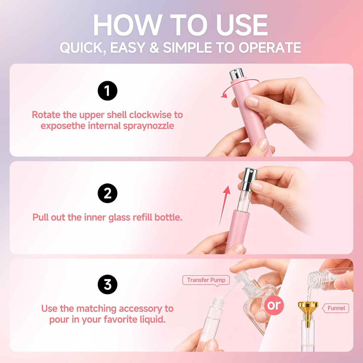 8 PCS Mini Perfume Travel Refillable, Perfume Atomizer, Refillable Perfume Bottle-5ml