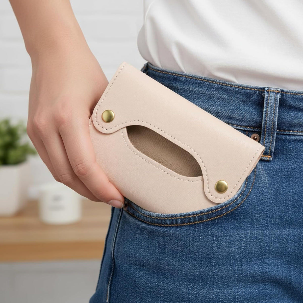 5.12"x3.35" Travel Tissue Holder, Purse Tissue Holder (Apricot)