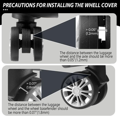 8 Pack Luggage Wheel Covers for Dual Spinner Wheels, Silicone Suitcase Wheel Protectors for 2.0"-2.4" Wheels, Noise Reducing & Anti-Scratch Tire Sleeves, Travel Accessories for Checked & Carry On