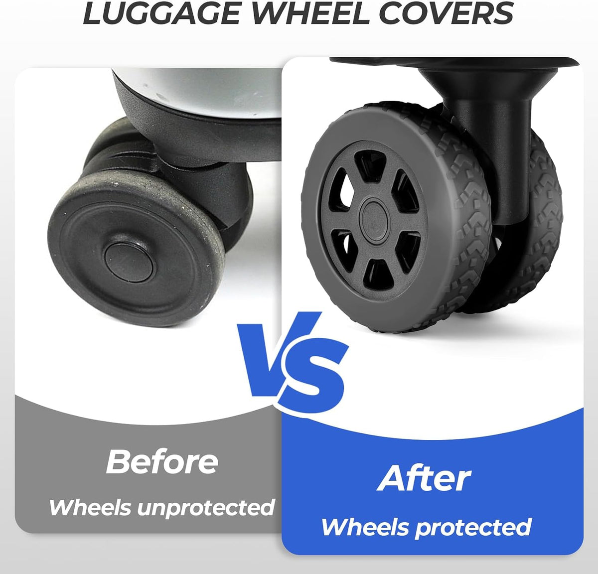 8 Pack Luggage Wheel Covers for Dual Spinner Wheels, Silicone Suitcase Wheel Protectors for 2.0"-2.4" Wheels, Noise Reducing & Anti-Scratch Tire Sleeves, Travel Accessories for Checked & Carry On
