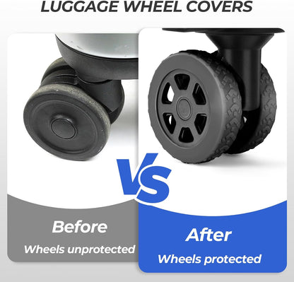 8 Pack Luggage Wheel Covers for Dual Spinner Wheels, Silicone Suitcase Wheel Protectors for 2.0"-2.4" Wheels, Noise Reducing & Anti-Scratch Tire Sleeves, Travel Accessories for Checked & Carry On