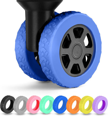 8 Pack Luggage Wheel Covers for Dual Spinner Wheels, Silicone Suitcase Wheel Protectors for 2.0"-2.4" Wheels, Noise Reducing & Anti-Scratch Tire Sleeves, Travel Accessories for Checked & Carry On