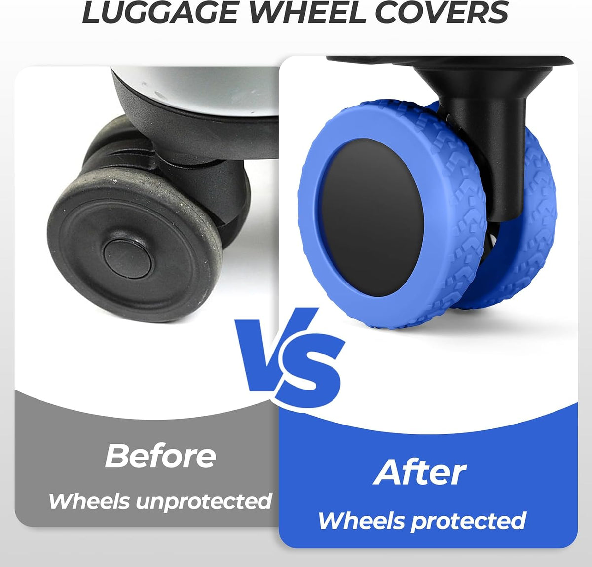 8 Pack Luggage Wheel Covers for Dual Spinner Wheels, Silicone Suitcase Wheel Protectors for 2.0"-2.4" Wheels, Noise Reducing & Anti-Scratch Tire Sleeves, Travel Accessories for Checked & Carry On