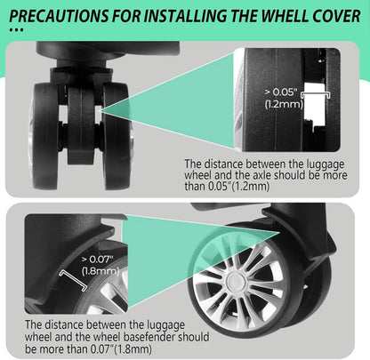8 Pack Luggage Wheel Covers for Dual Spinner Wheels, Silicone Suitcase Wheel Protectors for 2.0"-2.4" Wheels, Noise Reducing & Anti-Scratch Tire Sleeves, Travel Accessories for Checked & Carry On