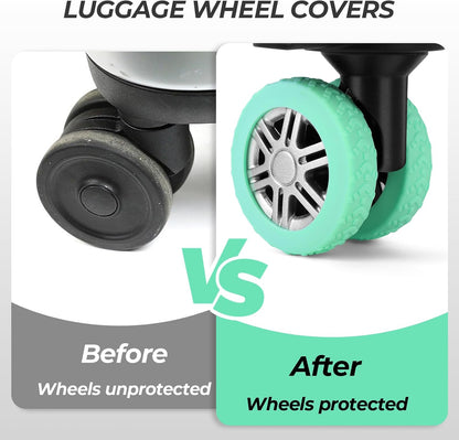 8 Pack Luggage Wheel Covers for Dual Spinner Wheels, Silicone Suitcase Wheel Protectors for 2.0"-2.4" Wheels, Noise Reducing & Anti-Scratch Tire Sleeves, Travel Accessories for Checked & Carry On