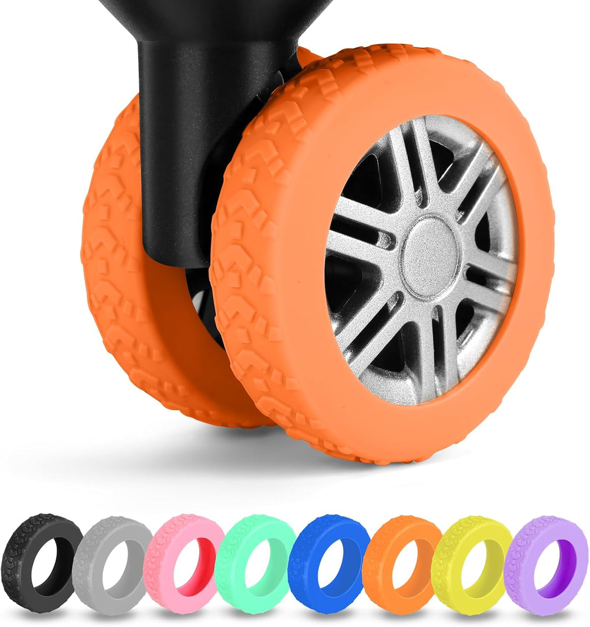 8 Pack Luggage Wheel Covers for Dual Spinner Wheels, Silicone Suitcase Wheel Protectors for 2.0"-2.4" Wheels, Noise Reducing & Anti-Scratch Tire Sleeves, Travel Accessories for Checked & Carry On