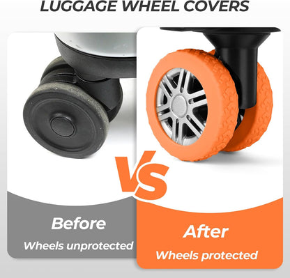 8 Pack Luggage Wheel Covers for Dual Spinner Wheels, Silicone Suitcase Wheel Protectors for 2.0"-2.4" Wheels, Noise Reducing & Anti-Scratch Tire Sleeves, Travel Accessories for Checked & Carry On