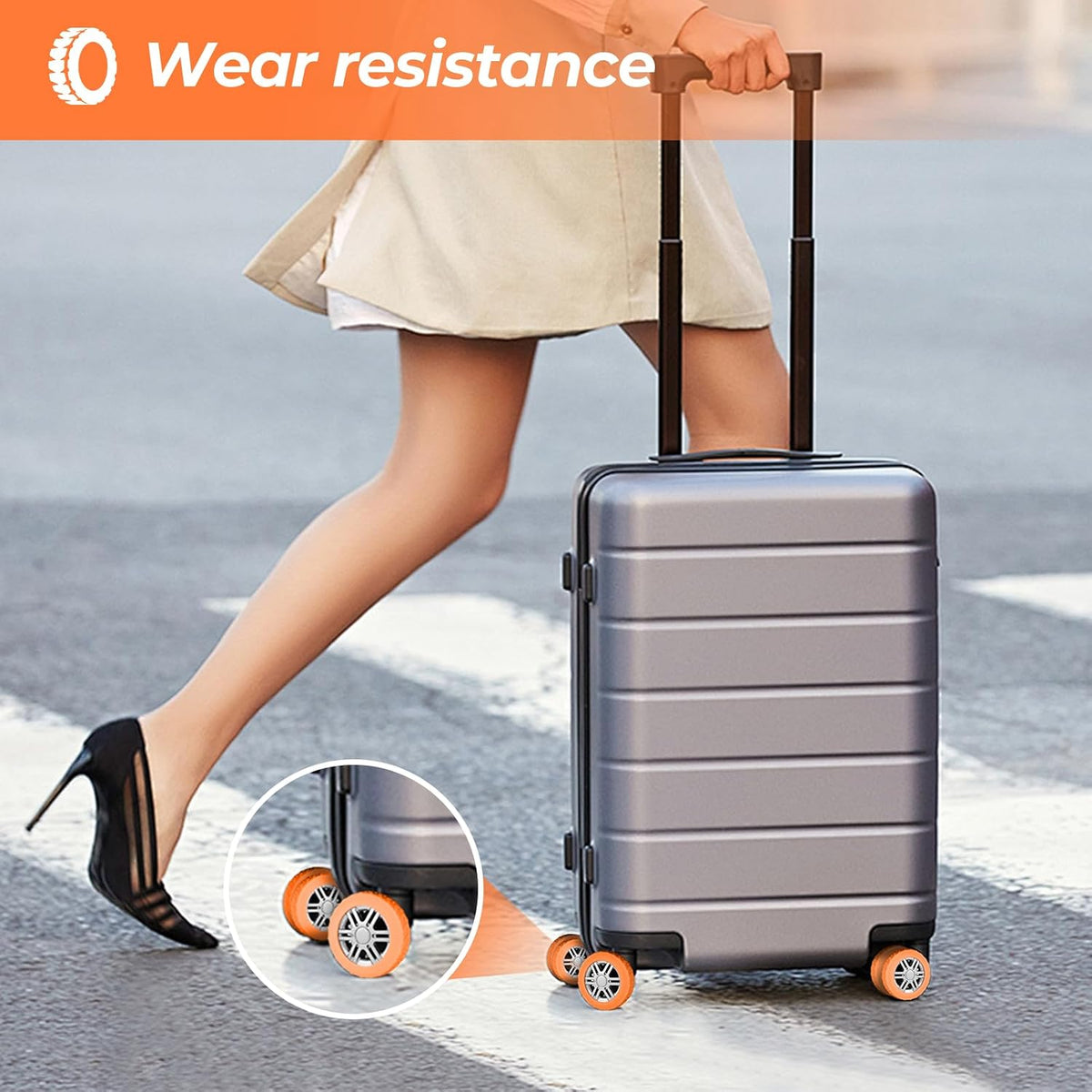 8 Pack Luggage Wheel Covers for Dual Spinner Wheels, Silicone Suitcase Wheel Protectors for 2.0"-2.4" Wheels, Noise Reducing & Anti-Scratch Tire Sleeves, Travel Accessories for Checked & Carry On