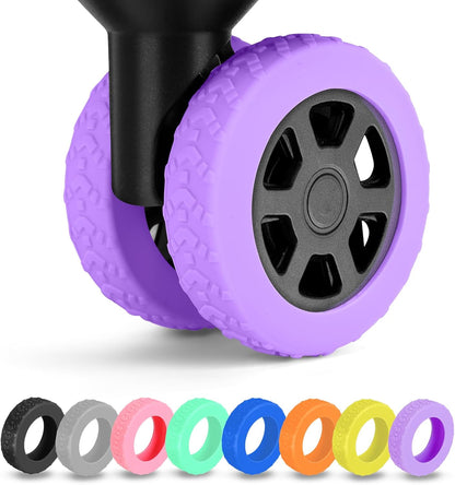 8 Pack Luggage Wheel Covers for Dual Spinner Wheels, Silicone Suitcase Wheel Protectors for 2.0"-2.4" Wheels, Noise Reducing & Anti-Scratch Tire Sleeves, Travel Accessories for Checked & Carry On