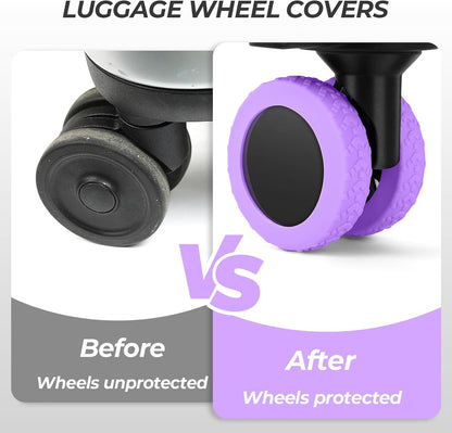 8 Pack Luggage Wheel Covers for Dual Spinner Wheels, Silicone Suitcase Wheel Protectors for 2.0"-2.4" Wheels, Noise Reducing & Anti-Scratch Tire Sleeves, Travel Accessories for Checked & Carry On