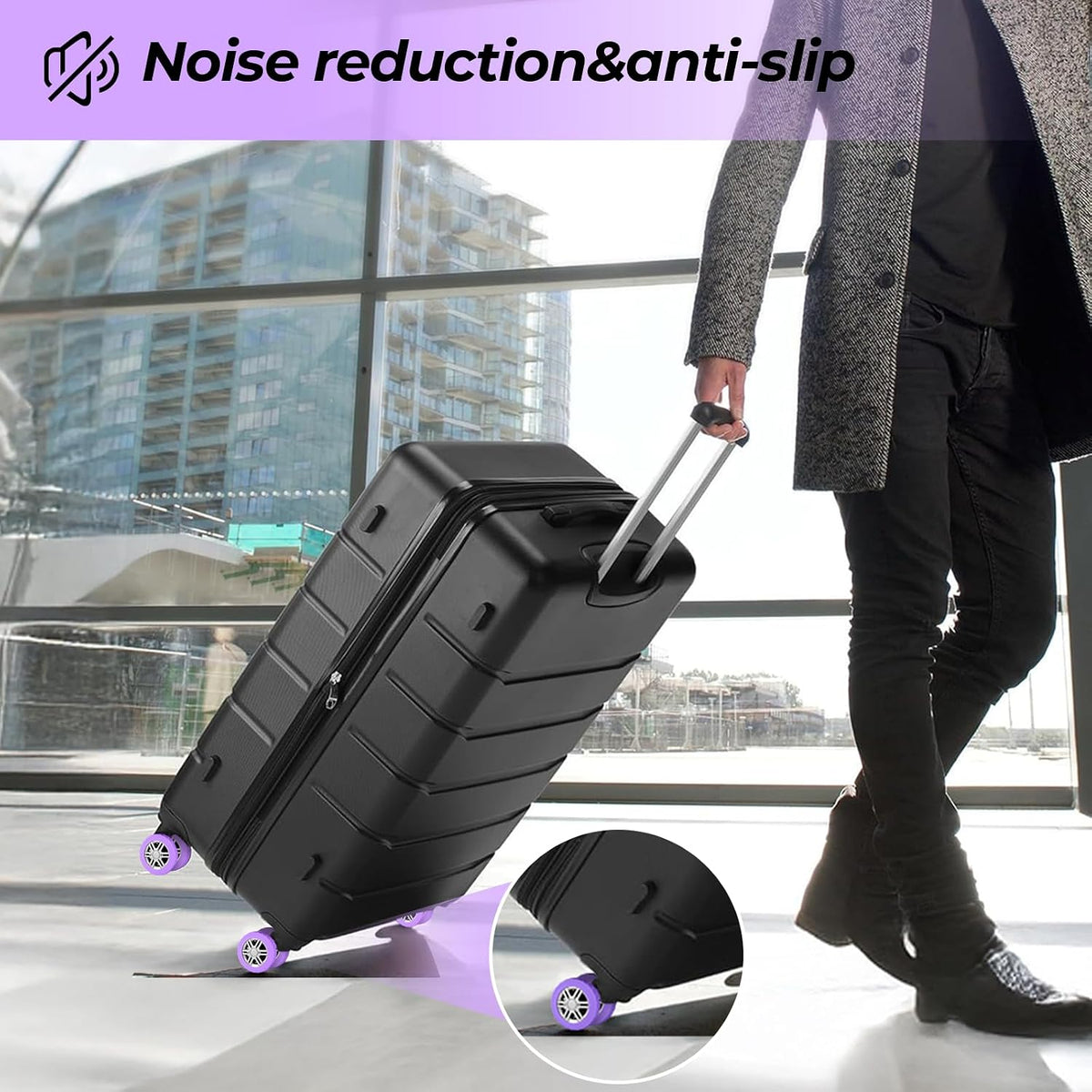 8 Pack Luggage Wheel Covers for Dual Spinner Wheels, Silicone Suitcase Wheel Protectors for 2.0"-2.4" Wheels, Noise Reducing & Anti-Scratch Tire Sleeves, Travel Accessories for Checked & Carry On