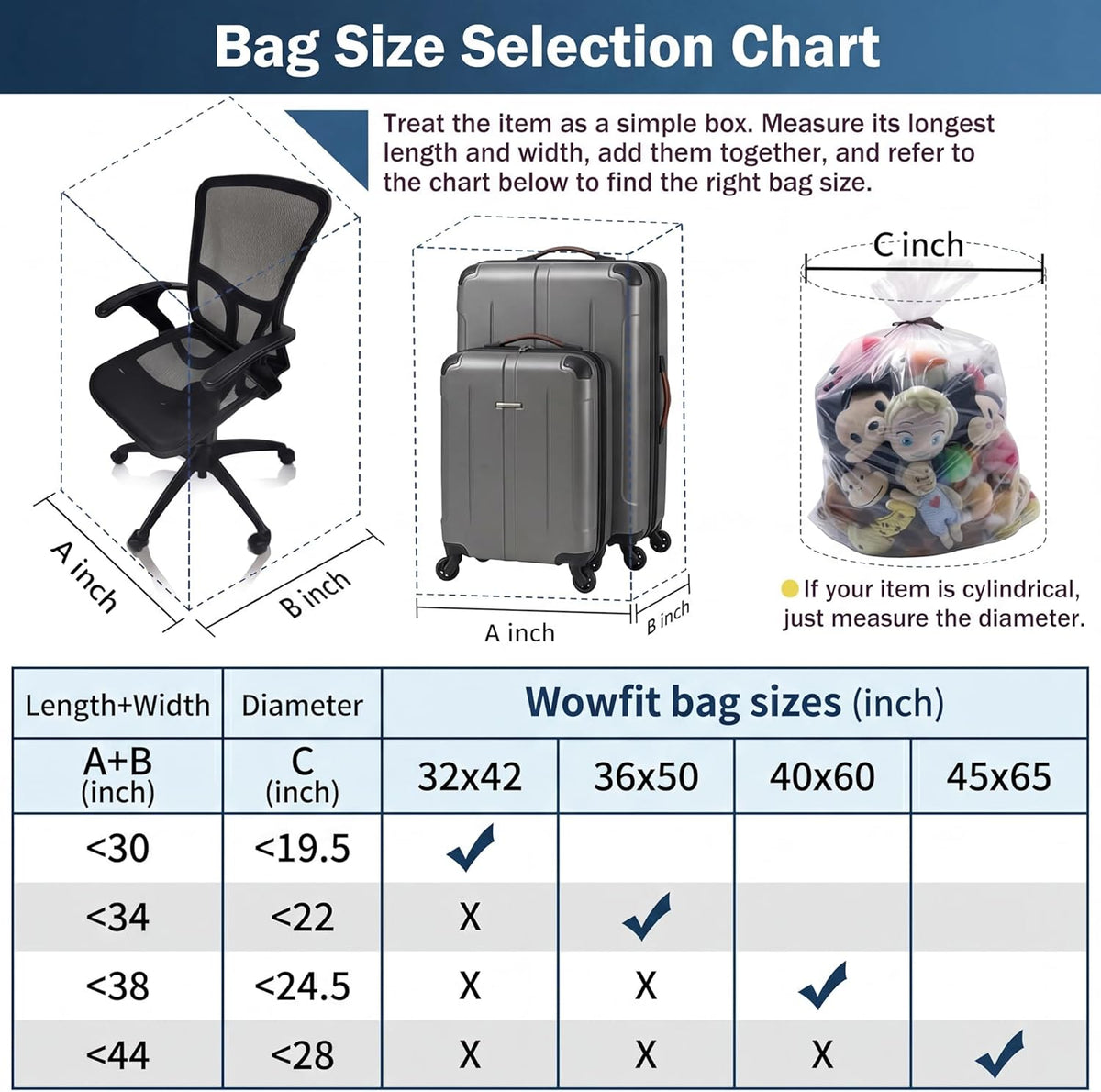 Extra Large Storage Bags for Car Seat & Luggage, 40x60, 5 CT, 2 Mil